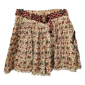 Spring Boho Ditsy Prairie Floral Lined Mini Skirt with Pockets